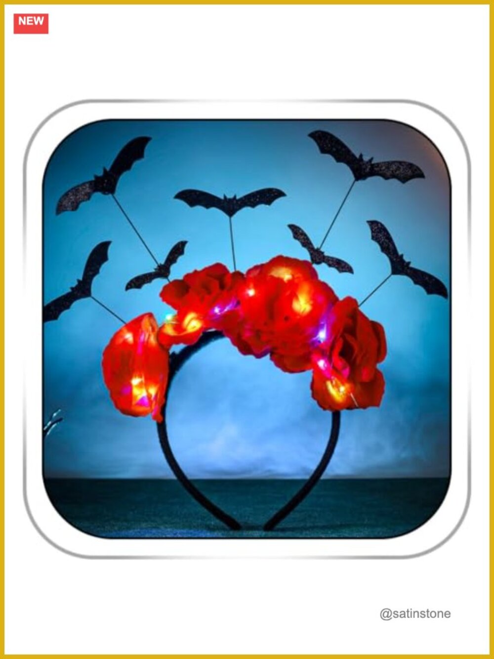 Light Up Halloween Headband Black Bat Flower Headbands Glowing Flower Crown